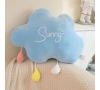 NatureMan Luna arco iris nube almohada, suave felpa en forma de nube cojín relleno arco iris y luna decoración de habitación infantil, sofá de mesita de noche almohada de dormir/almohada, color