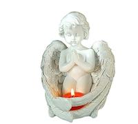 NatureMan Portavelas de ángel rezando, estatua de ángel de oración, decoración para el hogar, jardín, Navidad, iglesia, bautizo, colección de ángeles