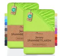 NatureMark 2 sábanas bajeras Ajustables. De algodón. Calidad Ökotex Standard 100, 100% algodón, 2er Pack 120x200 cm, Verde Manzana