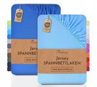 NatureMark 2 sábanas bajeras Ajustables. De algodón. Calidad Ökotex Standard 100, 100% algodón, 2er Pack 140x200 cm - 160x200 cm, Azul Claro/Azul Real