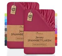 NatureMark 2 sábanas bajeras Ajustables. De algodón. Calidad Ökotex Standard 100, 100% algodón, 2er Pack 140x200 cm - 160x200 cm, Rojo Burdeos