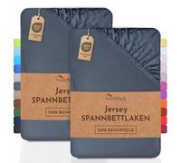 NatureMark 2 sábanas bajeras Ajustables. De algodón. Calidad Ökotex Standard 100, 100% algodón, 2er Pack 140x200 cm - 160x200 cm, Gris Antracita
