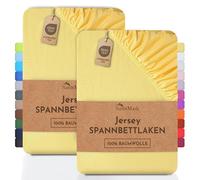 NatureMark 2 sábanas bajeras Ajustables. De algodón. Calidad Ökotex Standard 100, 100% algodón, 2er Pack 200x220 cm +40cm Steg, Amarillo