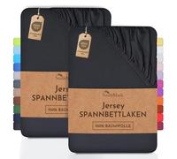 NatureMark 2 sábanas bajeras Ajustables. De algodón. Calidad Ökotex Standard 100, 100% algodón, 2er Pack 140x200 cm - 160x200 cm, Negro