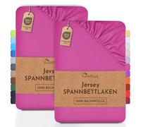 NatureMark 2 sábanas bajeras Ajustables. De algodón. Calidad Ökotex Standard 100, 100% algodón, 2er Pack 90x200 cm - 100x200 cm, Pink