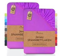 NatureMark 2 sábanas bajeras Ajustables. De algodón. Calidad Ökotex Standard 100, 100% algodón, 2er Pack 90x200 cm - 100x200 cm, Morado