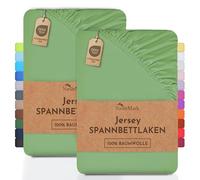 NatureMark 2 sábanas bajeras ajustables. De algodón. Calidad Ökotex Standard 100, 100 % algodón, 2er Pack 180x200 cm - 200x200 cm, Jade