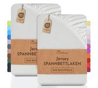 NatureMark 2 sábanas bajeras ajustables. De algodón. Calidad Ökotex Standard 100, 100 % algodón, 2er Pack 90x200 cm - 100x200 cm, Crema / Natural