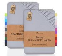 NatureMark 2 sábanas bajeras ajustables. De algodón. Calidad Ökotex Standard 100, 100 % algodón, 2er Pack 140x200 cm - 160x200 cm, Gris plata