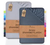 NatureMark 2 sábanas bajeras ajustables. De algodón. Calidad Ökotex Standard 100, 100 % algodón, 2er Pack 200x220 cm +40cm Steg, Gris antracita / Gris plata