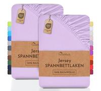 NatureMark 2 sábanas bajeras Ajustables. De algodón. Calidad Ökotex Standard 100, 100% algodón, 2er Pack 70x140 cm Kinder, Lila/Lavanda