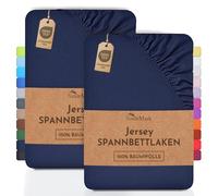 NatureMark 2 sábanas bajeras ajustables. De algodón. Calidad Ökotex Standard 100, 100 % algodón, 2er Pack 140x200 cm - 160x200 cm, Azul marino