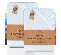 NatureMark 2 sábanas bajeras ajustables. De algodón. Calidad Ökotex Standard 100, 100 % algodón, 2er Pack 140x200 cm - 160x200 cm, Blanco