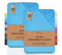 NatureMark 2 sábanas bajeras Ajustables. De algodón. Calidad Ökotex Standard 100, 100% algodón, 2er Pack 90x200 cm - 100x200 cm, Turquesa