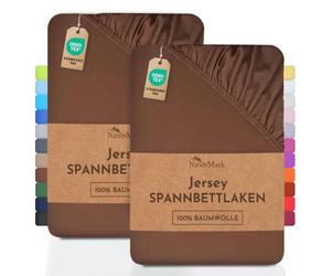 NatureMark 2 sábanas bajeras Ajustables. De algodón. Calidad Ökotex Standard 100, 100% algodón, 2er Pack 120x200 cm, Marrón Chocolate