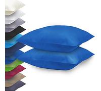 NatureMark Basic - Juego de 2 fundas de almohada (microfibra, 40 x 40 cm, 100 % poliéster, con cremallera (40 x 40 cm, azul real)
