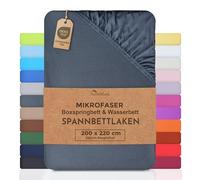 NatureMark Cama con somier y cama de agua, sábana bajera ajustable de microfibra, 200 x 220 cm - 40 cm de altura - 200 x 220 cm - 100% poliéster, color gris