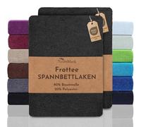 NatureMark Juego de 2 sábanas bajeras ajustables de rizo para noches suaves y agradables, en muchos tamaños y colores, 120 x 200 cm, color negro