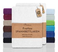 NatureMark Juego de 2 sábanas bajeras ajustables de rizo para noches suaves y agradables, en muchos tamaños y colores, 180 x 200 cm - 200 x 200 cm - blanco