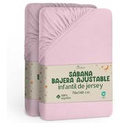 NatureMark Juego de 2 sábanas bajeras ajustables para bebé, 100% algodón, 70 x 140 cm, color rosa