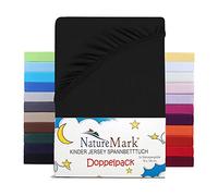 NatureMark Juego de 2 sábanas bajeras ajustables para niños, 100% algodón, para cuna y cuna, 70 x 140 cm, color negro