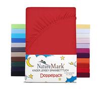 NatureMark Juego de 2 sábanas bajeras ajustables para niños, 100% algodón, para cuna y cuna, 70 x 140 cm, color rojo