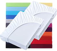 NatureMark Juego de 2 sábanas bajeras básicas de 90 x 190 cm - 100 x 200 cm - 25 cm - 100 x 200 cm - 100% algodón, color blanco