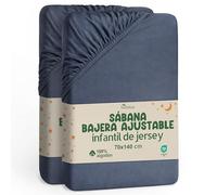 NatureMark Juego de 2 sábanas bajeras infantiles de 70 x 140 cm, punto suave, 100% algodón, para cuna y cuna, color antracita/gris