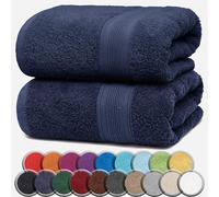 NatureMark Juego de 2 Toallas de Sauna, 80 x 200 cm, 100% algodón, Color: Azul Marino