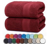 NatureMark Juego de 2 Toallas de Sauna de 100% Algodón - Toallas Suaves y Absorbentes para Sauna, SPA, Bienestar y Uso Diario - 80 x 200 cm, Rojo Burdeos