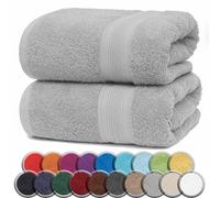 NatureMark Juego de 2 Toallas de Sauna, 80 x 200 cm, 100% algodón, Color: Plateado y Gris