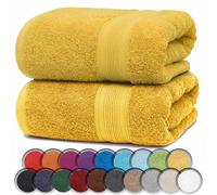 NatureMark Juego de 2 Toallas de Sauna, 80 x 200 cm, 100% algodón, Color: Amarillo