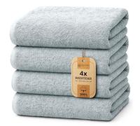 NatureMark Juego de 4 toallas de ducha - Toallas de ducha suaves y absorbentes 100% algodón, adecuadas para el uso diario - Primavera Azul, 70 x 140 cm