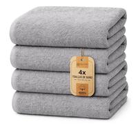 NatureMark Paquete de 4 Toallas de baño de 70 x 140 cm, Gris-Plata, 100% algodón
