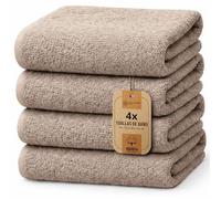 NatureMark Paquete de 4 Toallas de baño de 70 x 140 cm, Arena Beige, 100% algodón