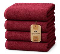 NatureMark Paquete de 4 Toallas de baño de 70 x 140 cm, Burdeos, 100% algodón