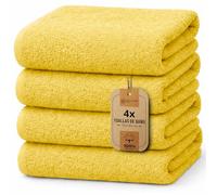 NatureMark Juego de 4 Toallas de Ducha - Toallas Suaves y absorbentes de 100% algodón, adecuadas para el Uso Diario - Amarillo, 70x140 cm