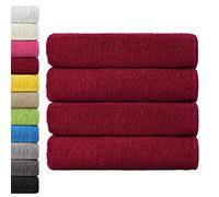NatureMark NM-HT0725 - Juego de toallas de ducha (4 unidades, 70 x 140 cm, 100% algodón), color burdeos