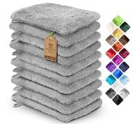 NatureMark Pack de 10 Guantes de Baño de Rizo 100% algodón - Suaves y Resistentes, Ideales para el Cuidado Diario y para Invitados - Gris Plateado, 15x21 cm