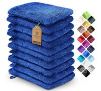 NatureMark Pack de 10 Guantes de Baño de Rizo 100% algodón - Suaves y Resistentes, Ideales para el Cuidado Diario y para Invitados - Azul Real, 15x21 cm