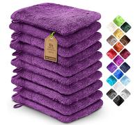 NatureMark Pack de 10 Guantes de Baño de Rizo 100% algodón - Suaves y Resistentes, Ideales para el Cuidado Diario y para Invitados - Púrpura, 15x21 cm