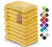 NatureMark Pack de 10 Guantes de Baño de Rizo 100% algodón - Suaves y Resistentes, Ideales para el Cuidado Diario y para Invitados - Amarillo, 15x21 cm