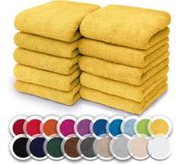 NatureMark Pack de 10 Manoplas, 100% algodón, Toallas de Rizo, tamaño 30 x 30 cm, Paquete de 10 Unidades, Color Amarillo