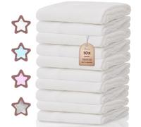 NatureMark Pack de 10 Paños de Muselina para Bebé - 100% Algodón - Suaves y Absorbentes para Lactancia & Cuidado del Bebé, Pañales, Arrullos & Paños de Lavado, 70x70 cm, Blanco