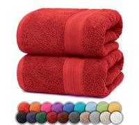 NatureMark Paquete de 2 Toallas de baño de 70 x 140 cm, Toalla de Ducha en Paquete Doble, Color: Rojo