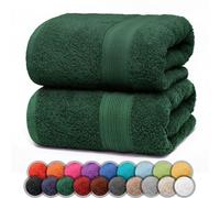 NatureMark Paquete de 2 Toallas de baño de 70 x 140 cm, Toalla de Ducha en Paquete Doble, Color: Verde Oscuro