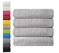 NatureMark Paquete de 4 Toallas de baño de 70 x 140 cm, Gris-Plata, 100% algodón