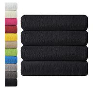 NatureMark Paquete de 4 Toallas de baño de 70 x 140 cm, Negro, 100% algodón