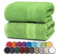 NatureMark Premium Toallas de baño 100% algodón, Suaves, duraderas, con asa para Colgar - Pack de 2, 100x150cm, Color Verde Manzana