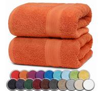 NatureMark Premium Toallas de baño 100% algodón, Suaves, duraderas, con asa para Colgar - Pack de 2, 100x150cm, Color Terracota